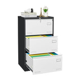 SINOFURN Black+White 3-Drawer 23.6-in File Cabinet