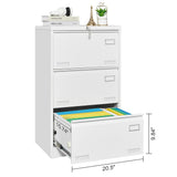 SINOFURN White 3-Drawer 23.6-in File Cabinet