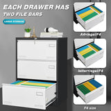 SINOFURN Black+White 3-Drawer 23.6-in File Cabinet