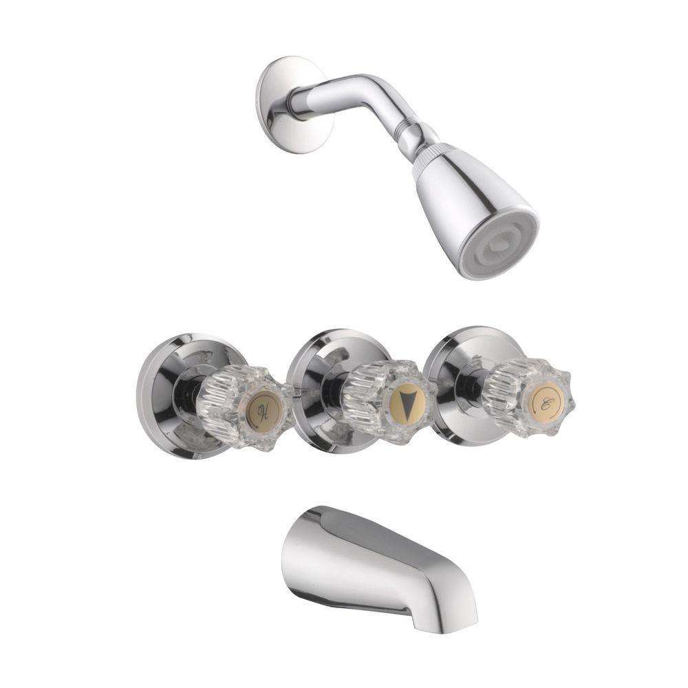 Millbridge 3-Handle 1-Spray Tub and Shower Faucet in Polished Chrome (Valve Included) - Super Arbor