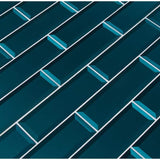 MSI Verde Azul Beveled 2.5 in. x 9 in. x 8mm Glossy Glass Blue Subway Tile (5.6 sq. ft. / case)