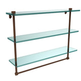 22 in. L  x 18 in. H  x 5 in. W 3-Tier Clear Glass Bathroom Shelf with Towel Bar in Satin Chrome - Super Arbor