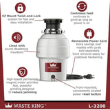 Waste King Legend 3/4-HP Continuous Feed Noise Insulation Garbage Disposal