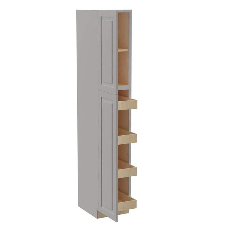 Home Decorators Collection Grayson 18 in. W x 24 in. D x 96 in. H Assembled Plywood Pantry Kitchen Cabinet in Pearl Gray with 4ROT Soft Close LH