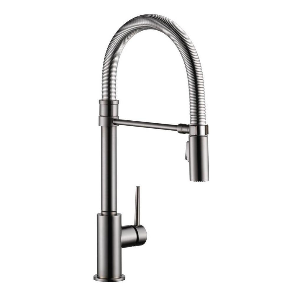 Trinsic Pro Single-Handle Pull-Down Sprayer Kitchen Faucet with Touch2O Technology and Spring Spout in Arctic Stainless - Super Arbor