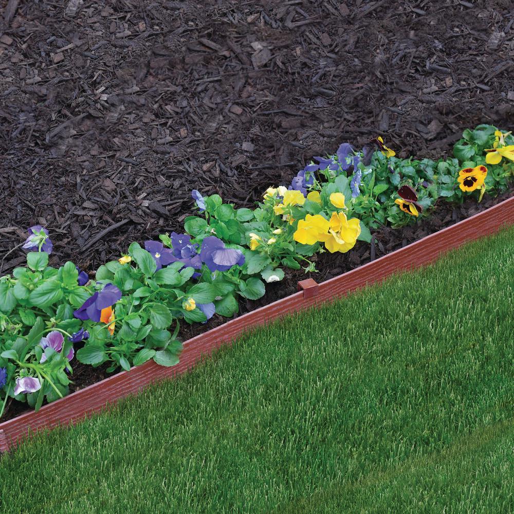 EasyFlex 20 ft. Red Woodgrain 2-in-1 Plastic Landscape Edging Kit - Super Arbor
