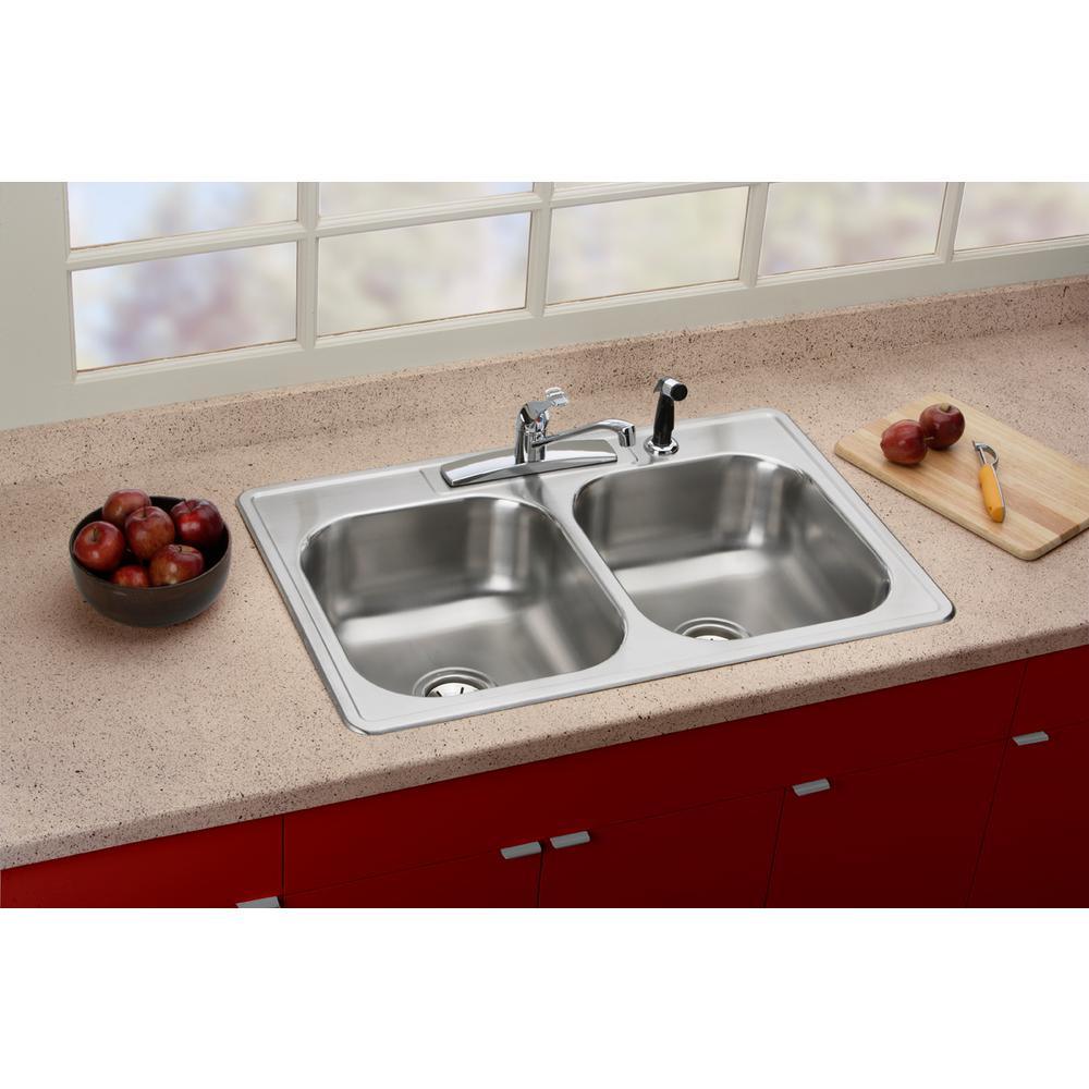 Drop-In Stainless Steel 33 in. 4-Hole Double Bowl Kitchen Sink - Super Arbor