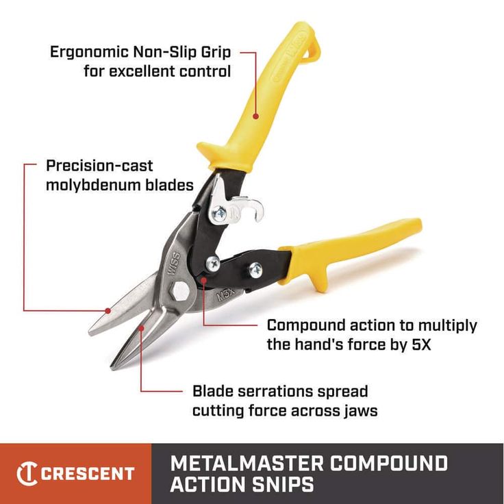 Crescent Wiss 9-3/4 in. Compound Action Straight, Left, and Right Cut Aviation Snips