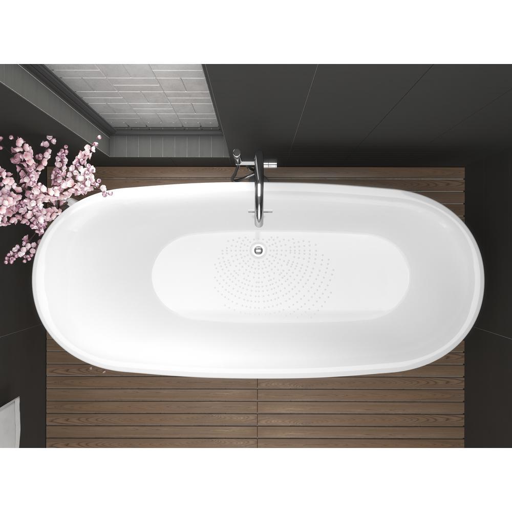 Ami 5.6 ft. Acrylic Flatbottom Freestanding Bathtub in Glossy White - Super Arbor
