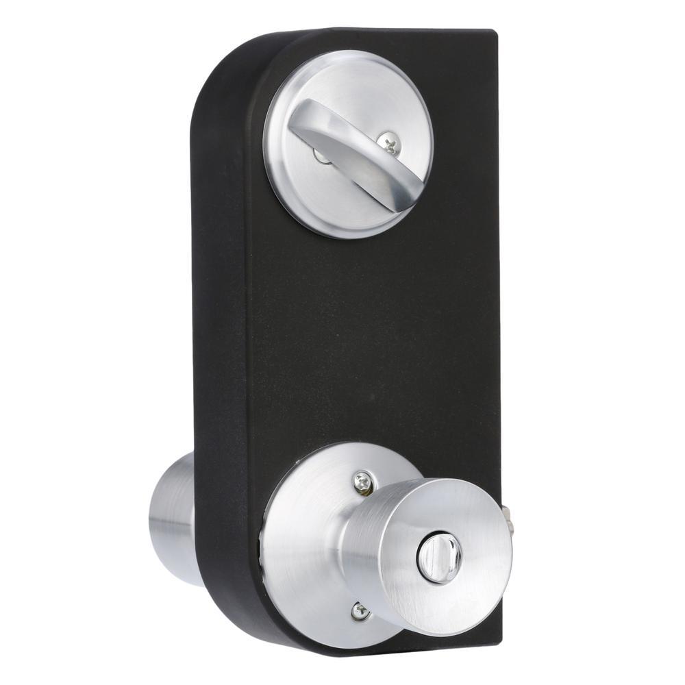 Satin Chrome Single Cylinder Deadbolt with Bell Entry Door Knob Combo Pack - Super Arbor