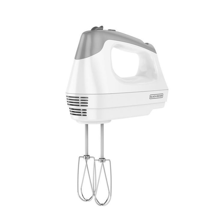 6-Speed White Hand Mixer with Beater, Whisk, Whip and Dough Hook Attachments