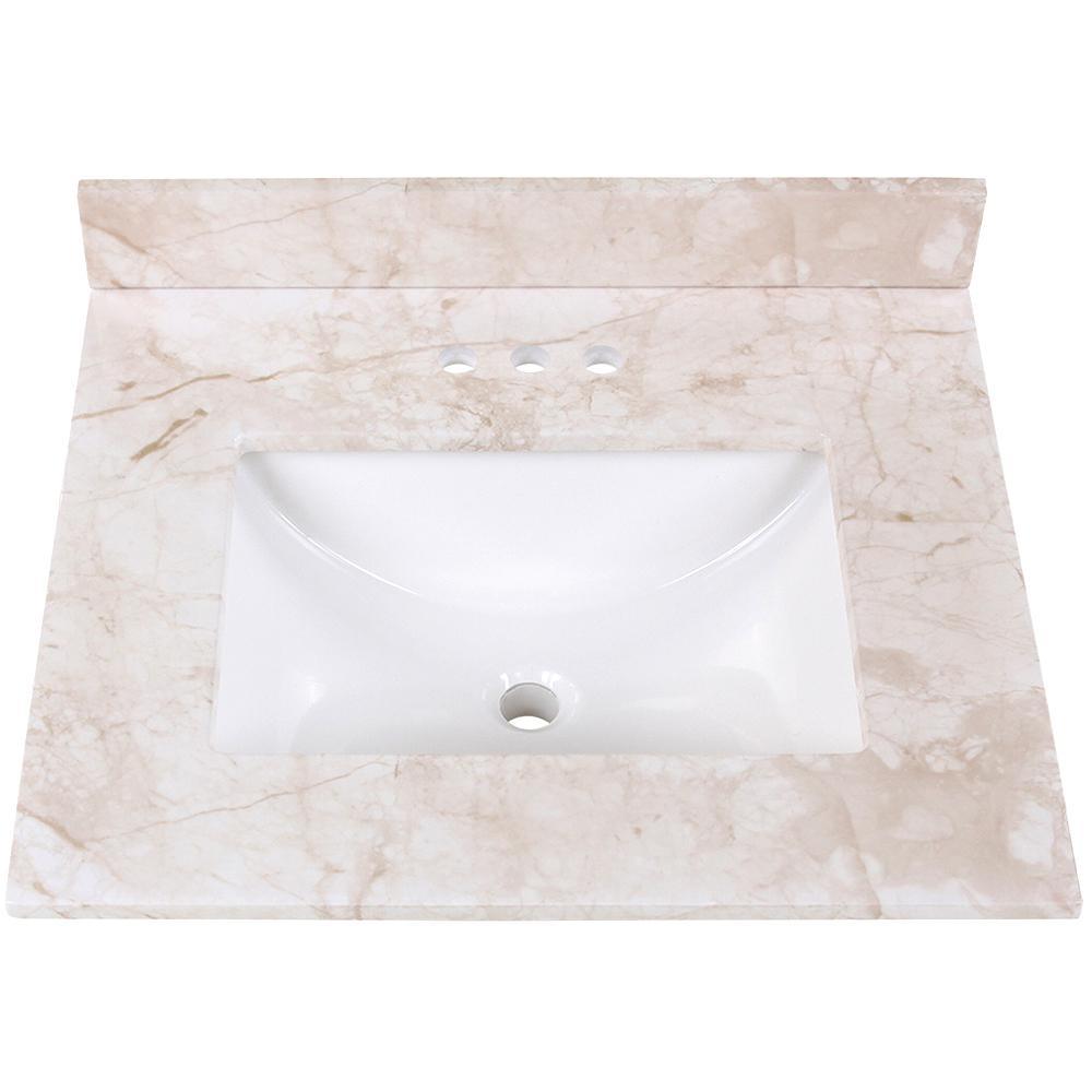 37 in. W x 22 in. D Stone Effects Vanity Top in Cold Fusion with White Sink - Super Arbor