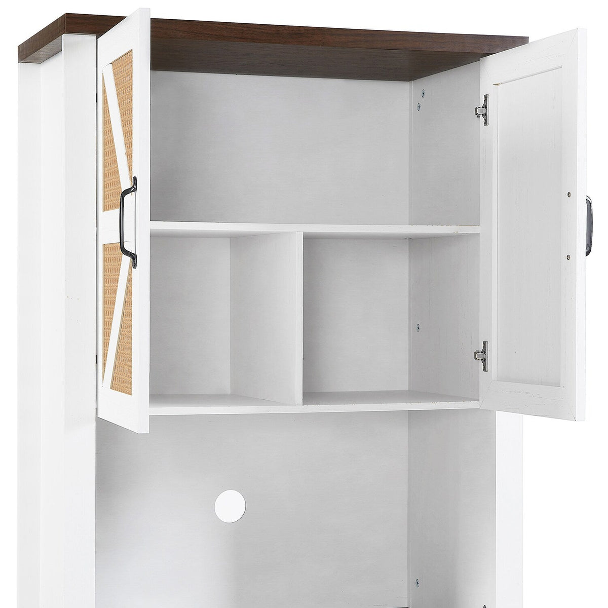 Mondawe Contemporary/Modern White Wood Curio Cabinet with Wine Storage