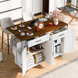 SINOFURN White Mdf Base with Mdf Top Rolling Kitchen Island (17.7-in x 53.5-in x 36.5-in)