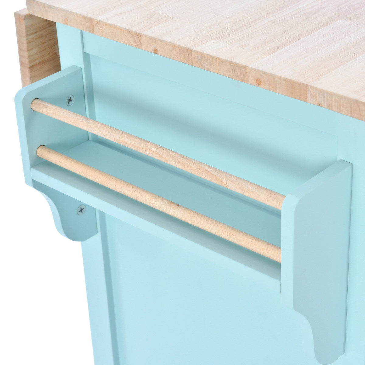 SINOFURN Green Mdf Base with Wood Top Rolling Kitchen Island (20.5-in x 52.2-in x 36.6-in)
