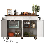 SINOFURN White Mdf Base with Mdf Top Rolling Kitchen Island (17.7-in x 53.5-in x 36.5-in)