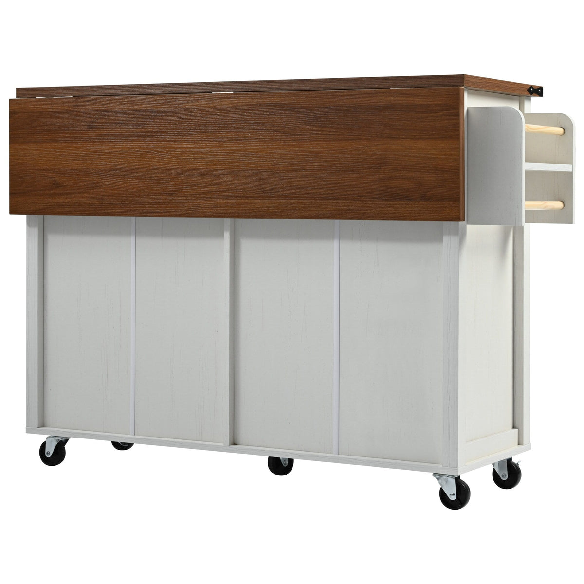 SINOFURN White Mdf Base with Mdf Top Rolling Kitchen Island (17.7-in x 53.5-in x 36.5-in)