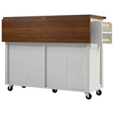 SINOFURN White Mdf Base with Mdf Top Rolling Kitchen Island (17.7-in x 53.5-in x 36.5-in)