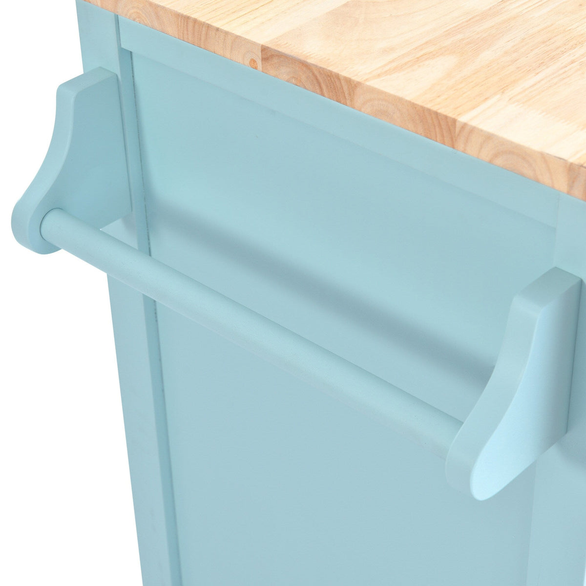 SINOFURN Green Mdf Base with Wood Top Rolling Kitchen Island (20.5-in x 52.2-in x 36.6-in)