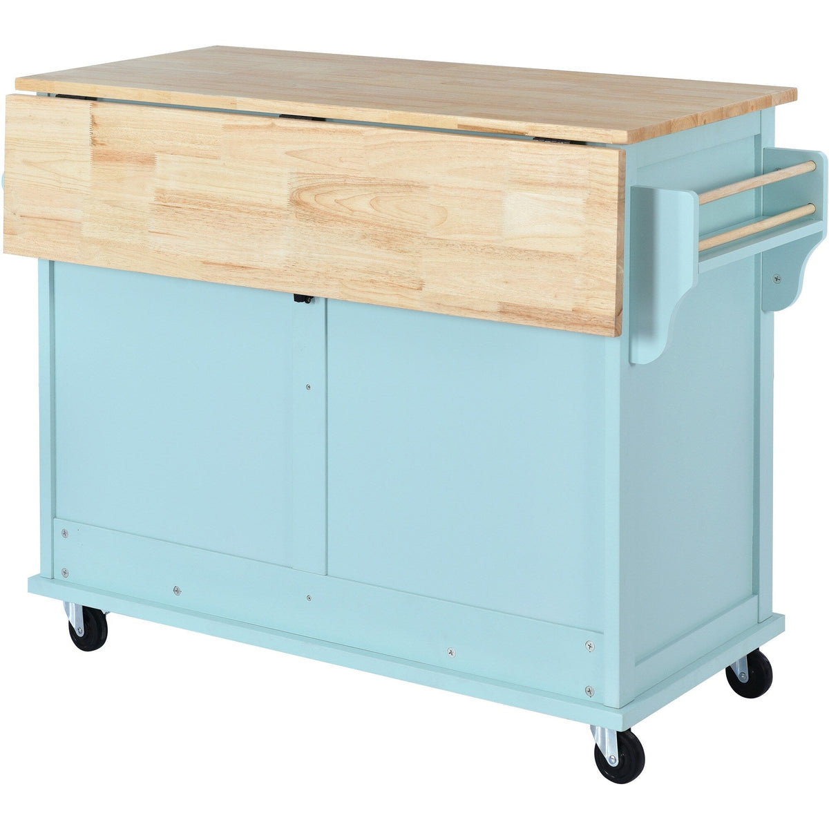 SINOFURN Green Mdf Base with Wood Top Rolling Kitchen Island (20.5-in x 52.2-in x 36.6-in)