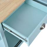 SINOFURN Green Mdf Base with Wood Top Rolling Kitchen Island (20.5-in x 52.2-in x 36.6-in)