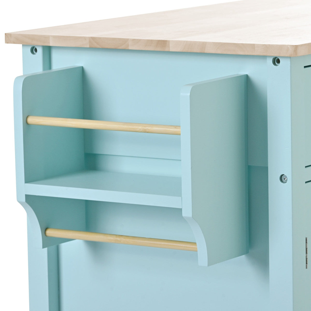 SINOFURN Blue Mdf Base with Wood Top Rolling Kitchen Cart (18.5-in x 54.33-in x 36.22-in)