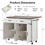 SINOFURN White Mdf Base with Mdf Top Rolling Kitchen Island (17.7-in x 53.5-in x 36.5-in)