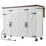 SINOFURN White Mdf Base with Mdf Top Rolling Kitchen Island (17.7-in x 53.5-in x 36.5-in)