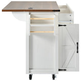 SINOFURN White Mdf Base with Mdf Top Rolling Kitchen Island (17.7-in x 53.5-in x 36.5-in)