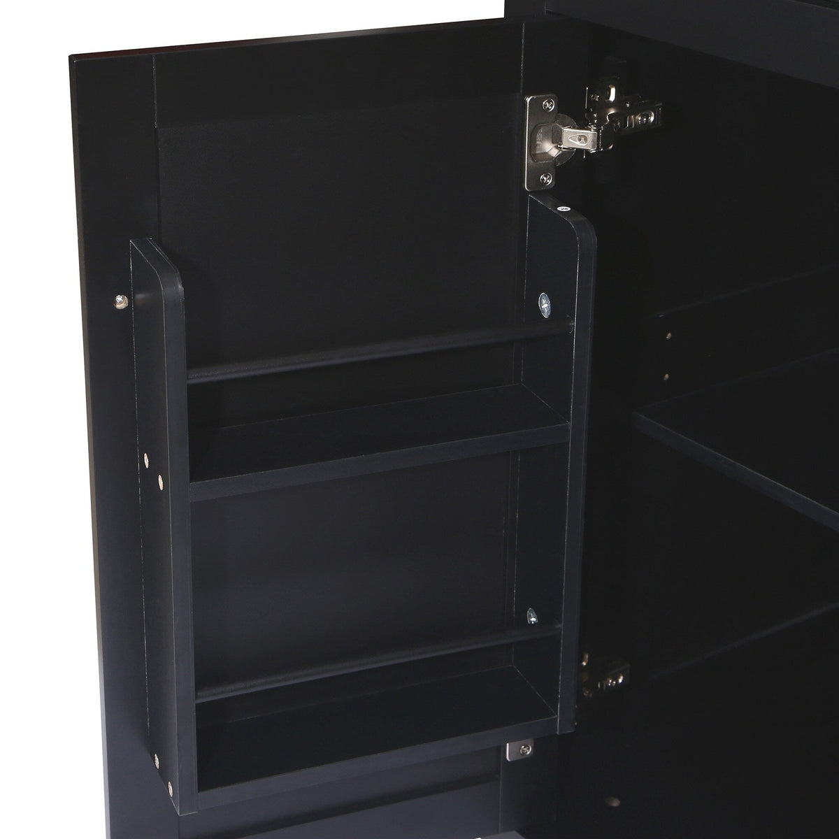 SINOFURN Black Mdf Base with Wood Top Rolling Kitchen Island (17.7-in x 53.1-in x 37.2-in)
