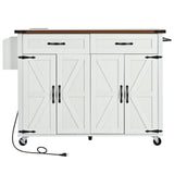SINOFURN White Mdf Base with Mdf Top Rolling Kitchen Island (17.7-in x 53.5-in x 36.5-in)