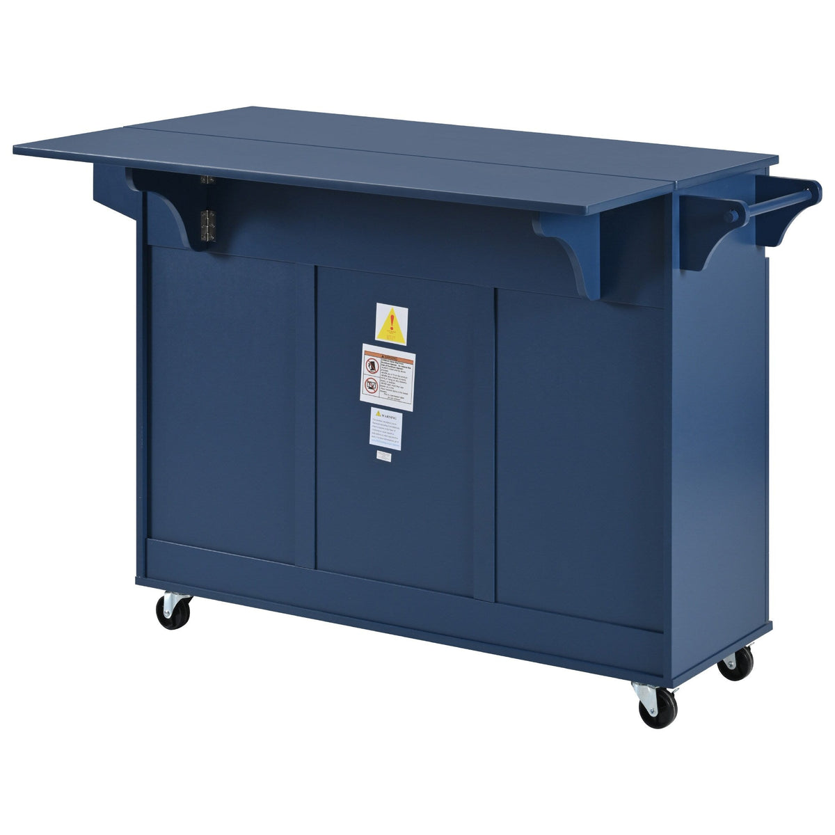 SINOFURN Blue Mdf Base with Mdf Wood Top Rolling Kitchen Island (27.6-in x 53.2-in x 36.3-in)