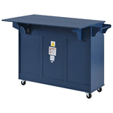 SINOFURN Blue Mdf Base with Mdf Wood Top Rolling Kitchen Island (27.6-in x 53.2-in x 36.3-in)