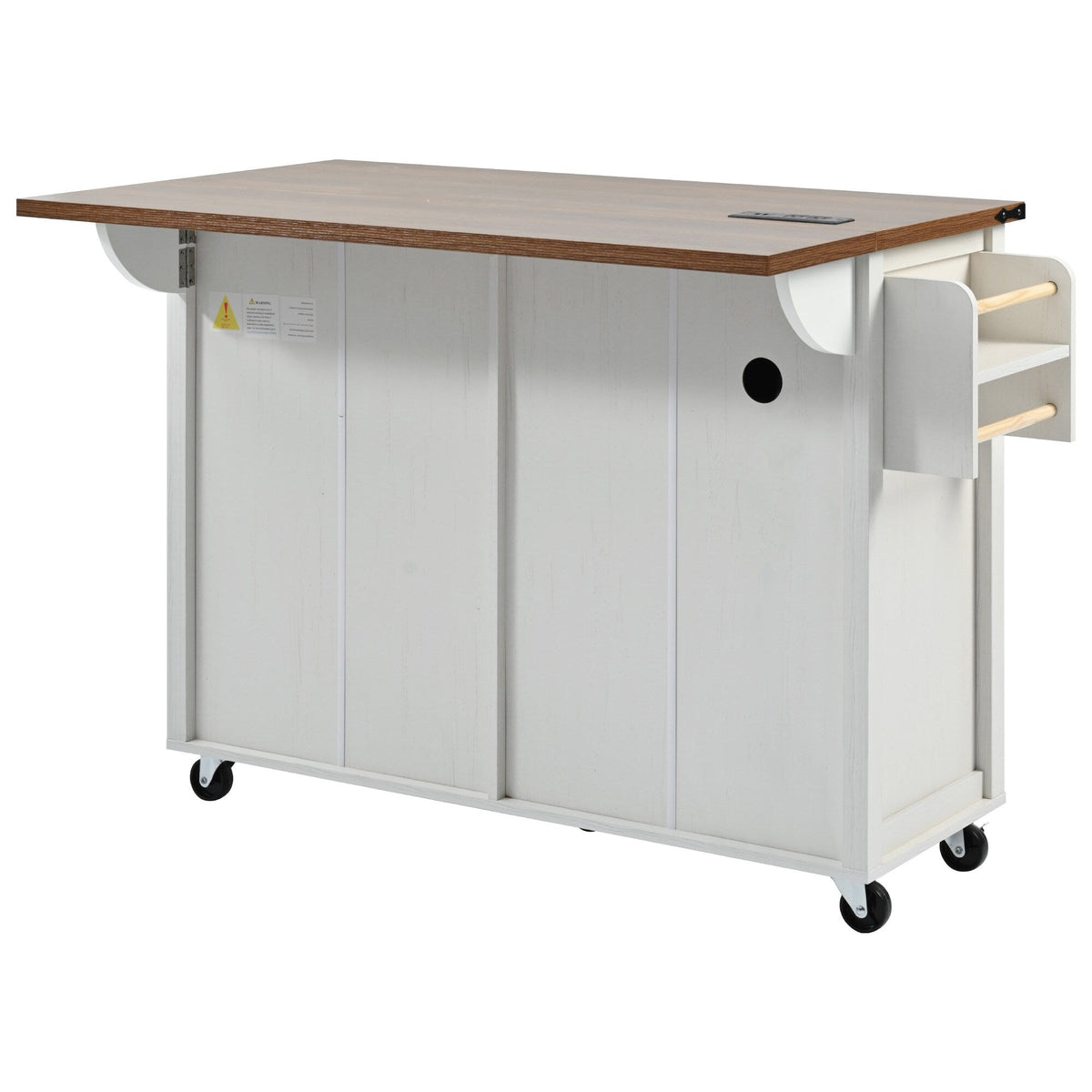 SINOFURN White Mdf Base with Mdf Top Rolling Kitchen Island (17.7-in x 53.5-in x 36.5-in)