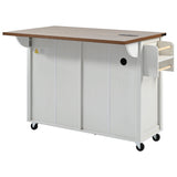 SINOFURN White Mdf Base with Mdf Top Rolling Kitchen Island (17.7-in x 53.5-in x 36.5-in)