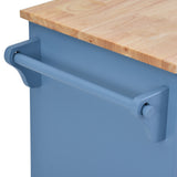 SINOFURN Blue Mdf Base with Wood Top Rolling Kitchen Cart (18.1-in x 52.8-in x 36.2-in)