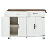 SINOFURN White Mdf Base with Mdf Top Rolling Kitchen Island (17.7-in x 53.5-in x 36.5-in)