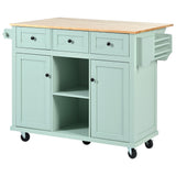 SINOFURN Green Mdf Base with Wood Top Rolling Kitchen Island (17.7-in x 53.1-in x 37.2-in)
