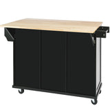 SINOFURN Black Mdf Base with Wood Top Rolling Kitchen Island (17.7-in x 53.1-in x 37.2-in)