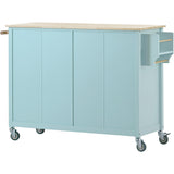SINOFURN Blue Mdf Base with Wood Top Rolling Kitchen Cart (18.5-in x 54.33-in x 36.22-in)