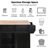 SINOFURN Black Mdf Base with Wood Top Rolling Kitchen Island (17.7-in x 53.1-in x 37.2-in)
