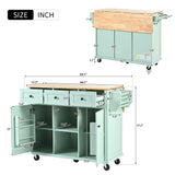 SINOFURN Green Mdf Base with Wood Top Rolling Kitchen Island (17.7-in x 53.1-in x 37.2-in)