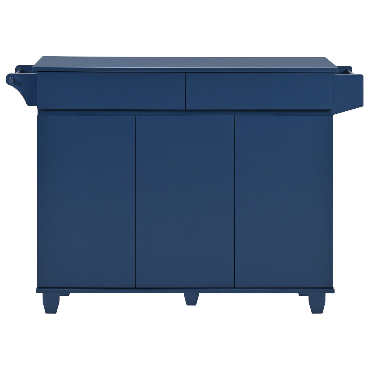 SINOFURN Blue Mdf Base with Mdf Wood Top Rolling Kitchen Island (27.6-in x 53.2-in x 36.3-in)