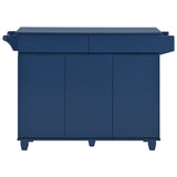 SINOFURN Blue Mdf Base with Mdf Wood Top Rolling Kitchen Island (27.6-in x 53.2-in x 36.3-in)