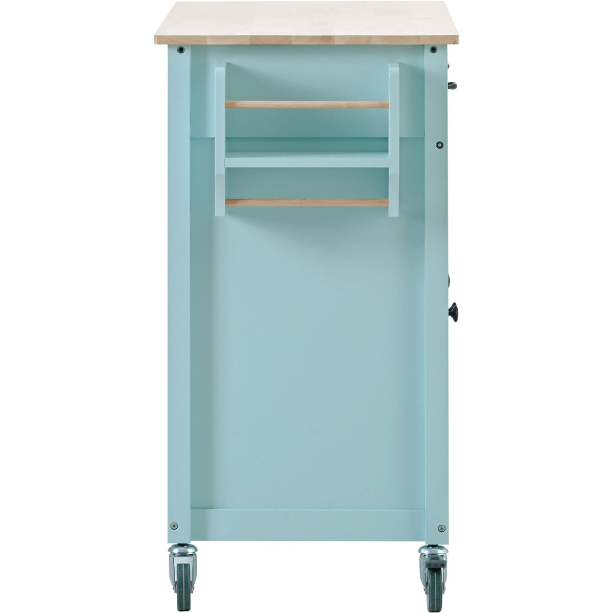 SINOFURN Blue Mdf Base with Wood Top Rolling Kitchen Cart (18.5-in x 54.33-in x 36.22-in)