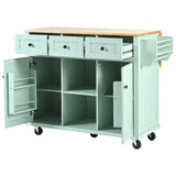 SINOFURN Green Mdf Base with Wood Top Rolling Kitchen Island (17.7-in x 53.1-in x 37.2-in)