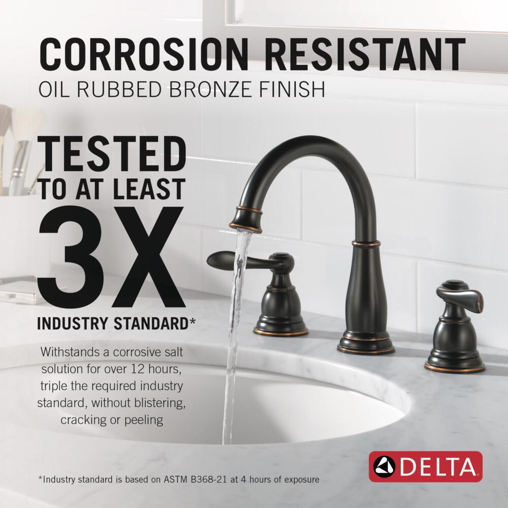 Delta Windemere Oil-Rubbed Bronze 2-Handle Widespread WaterSense Bathroom Sink Faucet with Drain