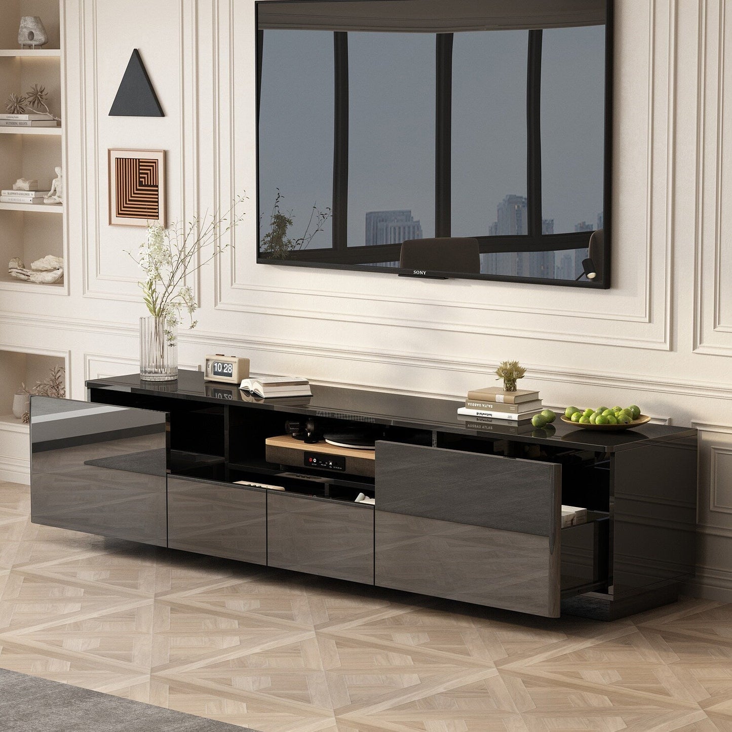 FUFU&GAGA Modern/Contemporary Black Tv Cabinet (Accommodates TVs up to 70-in)
