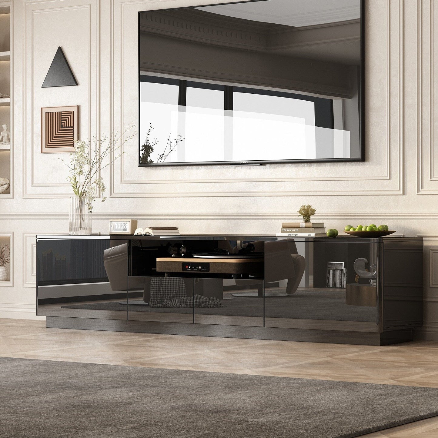 FUFU&GAGA Modern/Contemporary Black Tv Cabinet (Accommodates TVs up to 70-in)
