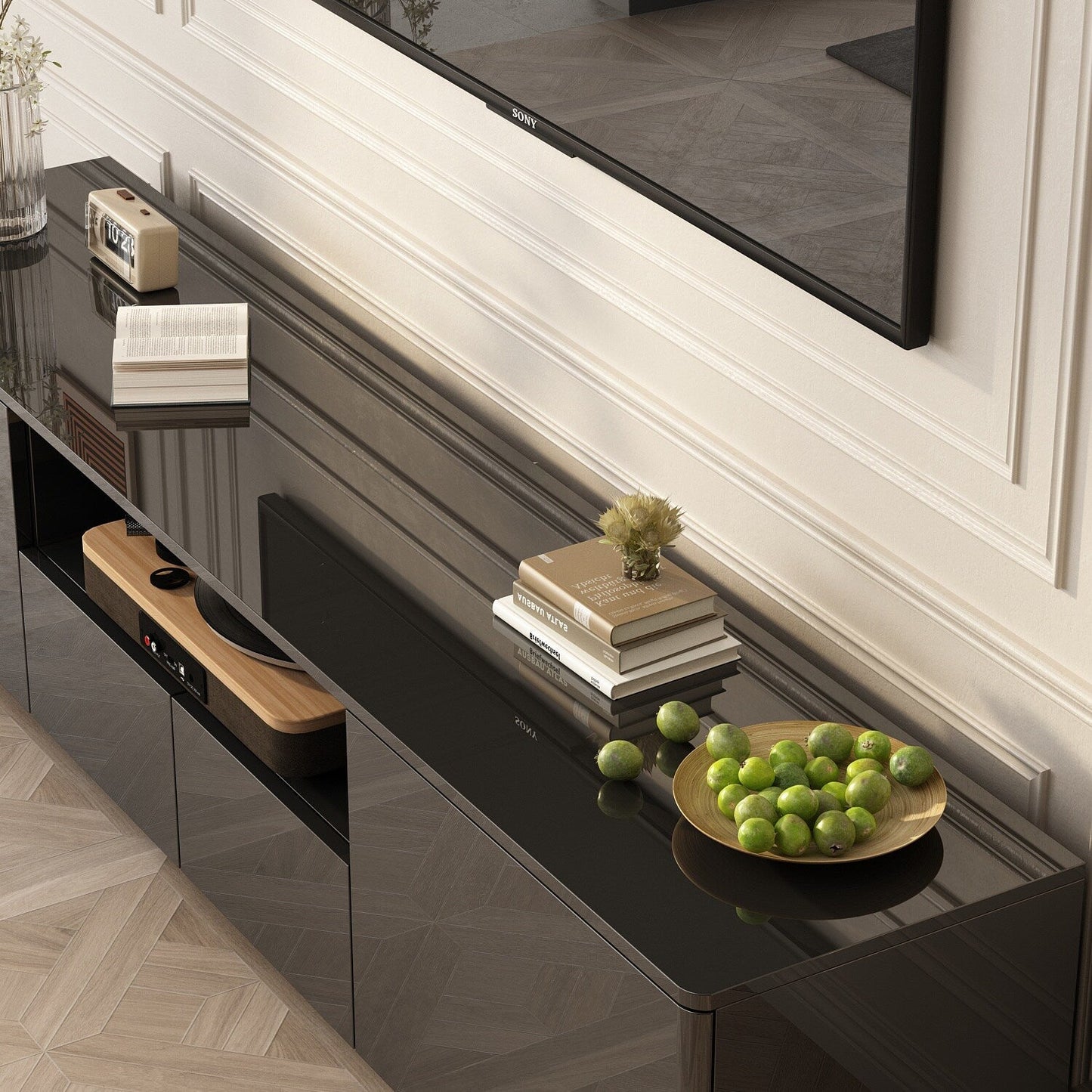 FUFU&GAGA Modern/Contemporary Black Tv Cabinet (Accommodates TVs up to 70-in)
